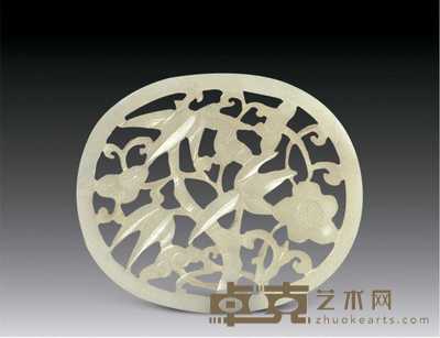 明 白玉透雕松竹梅纹珮 直径5.5cm